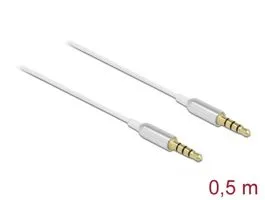 Delock Sztereo jack kábel 3,5 mm 4 tűs apa- apa Ultra Slim, 0,5 m, fehér (66073)