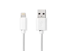 NEDIS Lightning Kábel USB 2.0 Apple Lightning, 8 Pólusú USB-A Dugasz 480 Mbps Nikkelezett 3.00 m Kerek PVC Fehér Műanyag