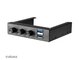 Ventilátor szabályzó Akasa FC06 V2 3.5 3 csatornás Fekete + 2x USB 3.0 Port