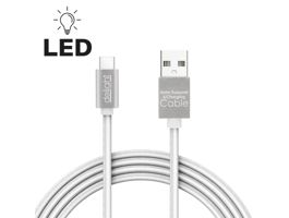 DELIGHT Adatkábel - USB Type-C LED fénnyel fehér - 1 m