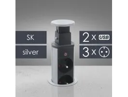 DELIGHT Rejtett elosztó 3-as, + USB ezüst, szlovák
