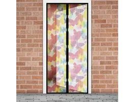 DELIGHT Szúnyogháló függöny ajtóra -mágneses- 100 x 210 cm - színes pillangós