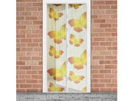 DELIGHT Szúnyogháló függöny ajtóra mágneses 100 x 210 cm Sárga pillangós