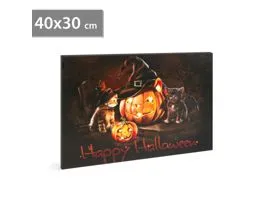 EGYEB Halloween-i LED-es hangulatkép - fali akasztóval, 2 x AA, 40 x 30 cm