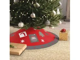 FAMILY Karácsonyfa alá terítő - 97 cm - poliészter - szürke / piros