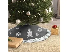 FAMILY Karácsonyfa alá terítő - 97 cm - poliészter - szürke / ezüst