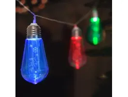 FAMILY LED fényfüzér - Villanykörte - 10 LED - 1,9 méter - színes - 2 x AA
