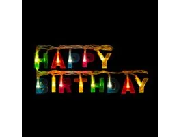 FAMILY Születésnapi LED-es fényfüzér - &quot;Happy Birthday&quot; - 13 LED - 2 x AA - 2 m