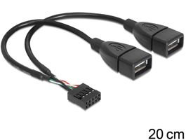 Delock USB 2.0 A típus, 2 x anya - pin fejes kábel (83292)