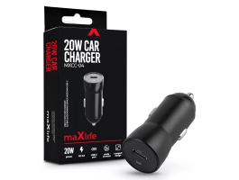 Maxlife szivargyújtós töltő adapter Type-C bemenettel - 20W - Maxlife MXCC-04  PD3.0 + QC3.0 Car Charger - fekete