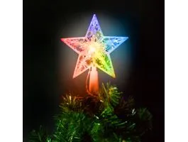 FAMILY Karácsonyi LED-es csillag csúcsdísz - 10 LED - 15 cm - RGB - 2 x AA