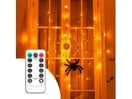 EGYEB Pókháló fényfüggöny pókkal - melegfehér 60 db LED - USB-s
