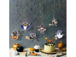 EGYEB Halloween-i dekoráció szett - 6 féle motívum - csillogó spriál akasztóval