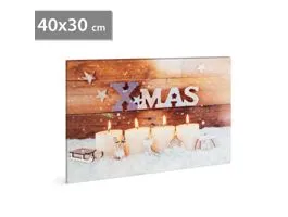 FAMILY Karácsonyi LED-es hangulatkép - fali akasztóval, 2 x AA, 40 x 30 cm