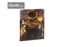 FAMILY Karácsonyi LED-es hangulatkép - fali akasztóval, 2 x AA, 30 x 40 cm