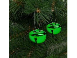 FAMILY Karácsonyi dísz - akasztható, csilingelő - fém, 20 mm - zöld - 9 db / csomag