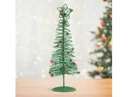 FAMILY Karácsonyi, glitteres, fém karácsonyfa - 28 cm - zöld