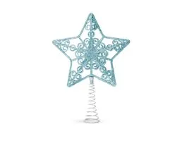 FAMILY Karácsonyfa csúcsdísz - csillag alakú - 20 x 15 cm - világoskék