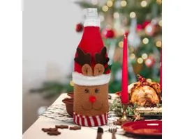 FAMILY Karácsonyi italos üveg dekor - 3D rénszarvas - poliészter - 27 x 12 cm