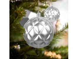 FAMILY Karácsonyfadísz szett - gömbdísz - ezüst - 6 db / csomag