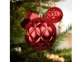 FAMILY Karácsonyfadísz szett - gömbdísz - piros - 6 db / csomag