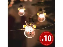 FAMILY LED fényfüzér - hóember - 10 LED - 1,2 méter - melegfehér - 2 x AA
