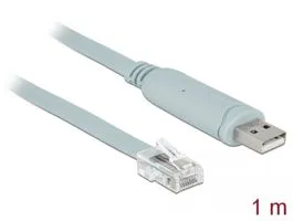 Delock Adapter USB 2.0 A-típusú apa  1 x soros RS-232 RJ45 apa 1,0 m szürke (63911)