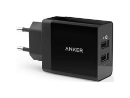 ANKER Hálózati Töltő, PowerPort II, 2 portos, 24W USB, fekete -  A2021L11