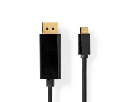 NEDIS USB-C Adapter USB 3.2 Gen 1 USB-C Dugasz DisplayPort Dugasz 4K@60Hz 2.00 m Kerek Aranyozott PVC Fekete Doboz (CCGB