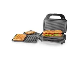 NEDIS Több grillező Grill / Sandwich / Waffle 900 W 28 x 15 cm Automatikus hőmérséklet-szabályozással Műanyag / Rozsdame