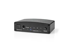 NEDIS Digital Audio Switch 4 utas Csatlakozó bemenet: DC táp / 4x TosLink Csatlakozó kimenet: TosLink Aljzat Kézikönyv /