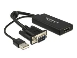 DeLock VGA to HDMI Adapter with Audio Black