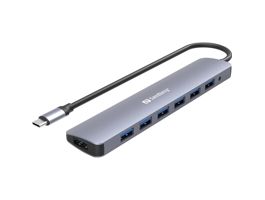 Sandberg USB-C to 7 x USB 3.0 Hub Silver