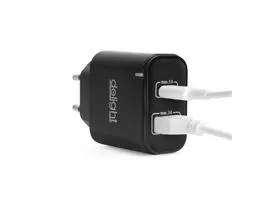 Delight USB QuickCharge 3.0 + Type C Adapter Black