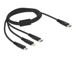 Delock 87149 1m 3 az 1-ben USB-C - Lightning/MicroUSB/USB-C töltő kábel