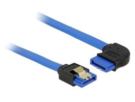 DeLock SATA 6 Gb/s receptacle straight  SATA receptacle right angled 20 cm blue with gold clips Cable
