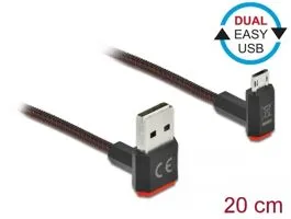 Delock EASY-USB 2.0 kábel A-típusú csatlakozódugó - EASY-USB Micro-B típusú csatlakozódugó, ívelt fe (85264)