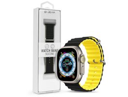 Apple Watch szilikon sport szíj - Deluxe Series Sport6 Silicone Two-tone Watch Band - 38/40/41 mm - fekete/sárga