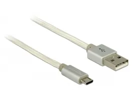 DeLock Data and Charging Cable USB 2.0 Type-A maleUSB 2.0 Micro-B male with textile shielding White 100cm (83916)