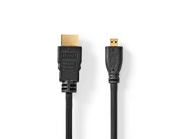 NEDIS Nagy Sebességű HDMI  kábel Ethernet HDMI Csatlakozó HDMI Micro Csatlakozó 4K@30Hz 10.2 Gbps 1.50 m Kerek PVC Feket