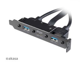 kiegészítő Akasa hátlapi kivezetés 1x USB3.1 TypeC + 2x USB3.1 Type A (AK-CBUB52-50BK) számítógépház