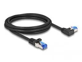 Delock RJ45 hálózati kábel Cat.6A S/FTP egyenes / balra hajló 2 m fekete (80219)