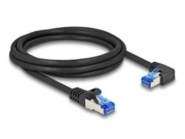 Delock RJ45 hálózati kábel Cat.6A S/FTP egyenes / jobbra hajló 2 m fekete (80223)
