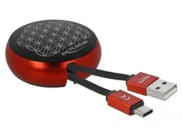 Delock USB 2.0 behúzható kábel A-típusú   USB-C  fekete / piros (85819)