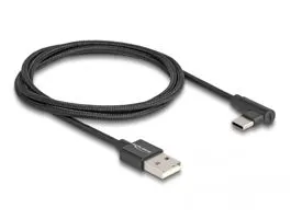 Delock USB 2.0 kábel A-típusú csatlakozódugó - USB Type-C  csatlakozódugó, ívelt, 1 m, fekete (80030)
