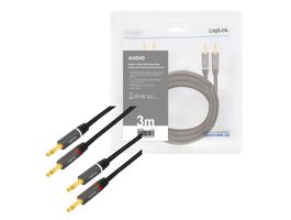 Logilink Audio kábel, 2x2 Banán csatlakozó, fém, 3 m (CA1210)