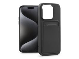 Apple iPhone 15 Pro szilikon hátlap kártyatartóval - Card Case - fekete