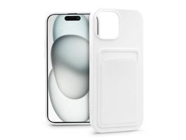 Apple iPhone 15 szilikon hátlap kártyatartóval - Card Case - fehér