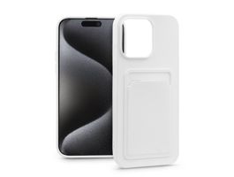 Apple iPhone 15 Pro Max szilikon hátlap kártyatartóval - Card Case - fehér