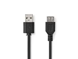NEDIS USB kábel USB 2.0 USB-A Dugasz USB-A Aljzat 480 Mbps Nikkelezett 2.00 m Kerek PVC Fekete Label (CCGL60010BK20)